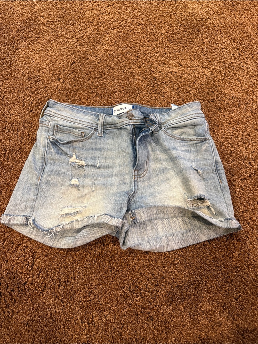 Vintage Light Wash Distressed Women's Denim Shorts